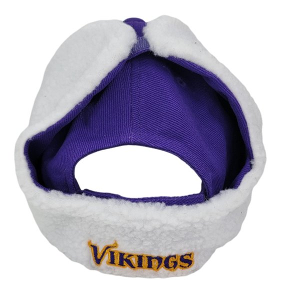 Minnesota Vikings Hat Winter Ear Flap Cap Purple NFL Football Outdoor Adjustable - Picture 2 of 6